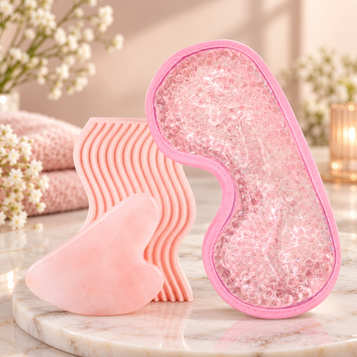 Gua Sha Quartz Rose + Masque Yeux – Duo Relaxant