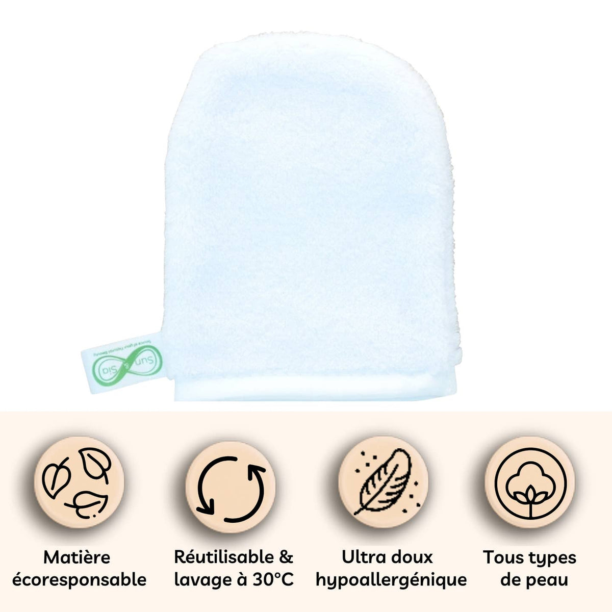 Gant Démaquillant Microfibre Ultra Doux Hypoallergénique
