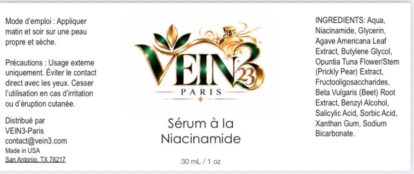Sérum Niacinamide VEIN3 30 ml | Éclat & Teint Uniforme