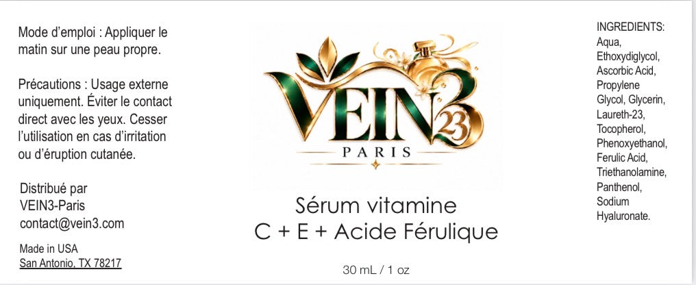 Sérum Vitamine C + E + Acide Férulique | Éclat 30 ml