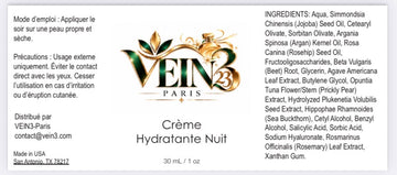 Crème de Nuit Hydratante VEIN3 : Soin Nourrissant 30 ml