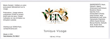 Tonique Visage VEIN3 Hydratant | Fraîcheur & Pureté